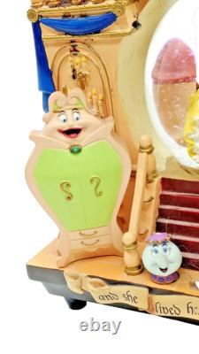 Rare DISNEY'S Belle Beauty and the Beast Double sided Book Snow Globe Music box