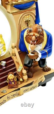 Rare DISNEY'S Belle Beauty and the Beast Double sided Book Snow Globe Music box