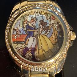 Rare Disney Beauty And The Beast Princess Belle Stained Glass Watch