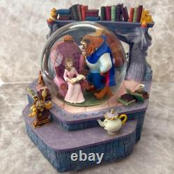 Rare Disney Beauty and the Beast Belle Lumière Snow Globe Music Box Figurine