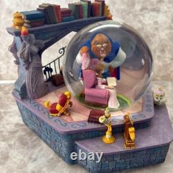 Rare Disney Beauty and the Beast Belle Lumière Snow Globe Music Box Figurine