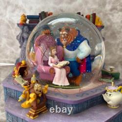 Rare Disney Beauty and the Beast Belle Lumière Snow Globe Music Box Figurine