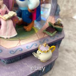 Rare Disney Beauty and the Beast Belle Lumière Snow Globe Music Box Figurine