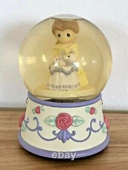 Rare Disney Precious Moments Beauty And The Beast Belle Musical Snowglobe Box