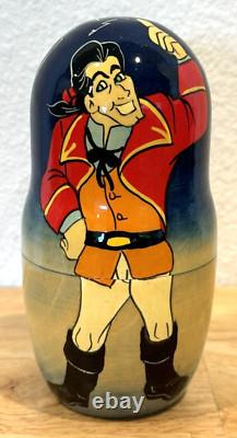 Rare Htf Disney Matryoshka Beauty & The Beast Hand Painted Nesting Wooden Dolls