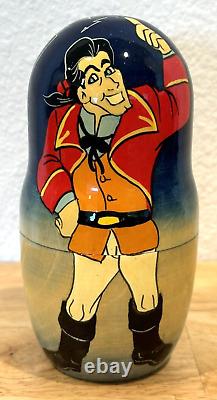 Rare Htf Disney Matryoshka Beauty & The Beast Hand Painted Nesting Wooden Dolls