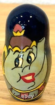 Rare Htf Disney Matryoshka Beauty & The Beast Hand Painted Nesting Wooden Dolls