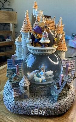 Rare Vintage Disney Beauty and the Beast Castle Snow Globe