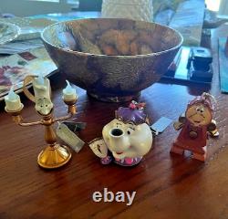 Set of 3 Disney Beauty & The Beast Ornaments Lumiere, Mrs. Potts & Cogsworth NWT