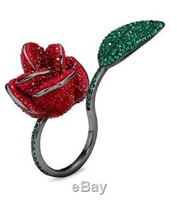 Swarovski Crystal Beauty and the Beast Rose Ring 55 Open Emerald size 7 Disney