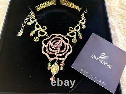 Swarovski Disney Beauty Beast Pink Green Rose Pave Necklace Earring Pendant B1#1