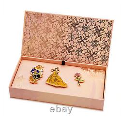 US Disney Art of Belle Limited Edition 3 Pin Set New in Box! LE 1300 SOLD OUT