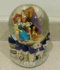 VTG Disney Beauty And The Beast Music Box Snow Globe Rare 90'S Belle Beast