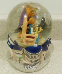 VTG Disney Beauty And The Beast Music Box Snow Globe Rare 90'S Belle Beast