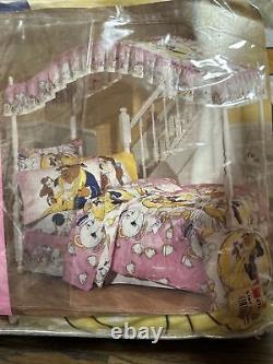 Vintage 90s Disney Beauty And The Beast Ruffled Canopy & Bed skirt OPEN BOX