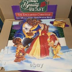 Vintage DISNEY BEAUTY & BEAST ENCHANTED CHRISTMAS STANDEE STORE DISPLAY Promo