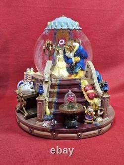 Vintage Disney Beauty And The Beast Enchanted Love 8 Snow Globe Music Lights Up