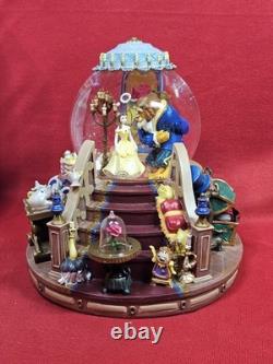 Vintage Disney Beauty And The Beast Enchanted Love 8 Snow Globe Music Lights Up