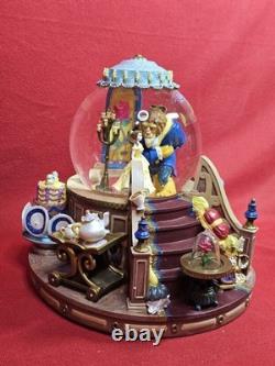 Vintage Disney Beauty And The Beast Enchanted Love 8 Snow Globe Music Lights Up