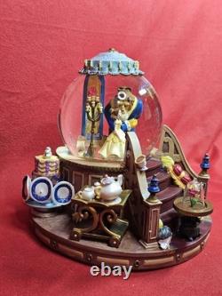 Vintage Disney Beauty And The Beast Enchanted Love 8 Snow Globe Music Lights Up