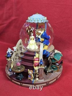 Vintage Disney Beauty And The Beast Enchanted Love 8 Snow Globe Music Lights Up