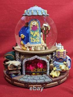 Vintage Disney Beauty And The Beast Enchanted Love 8 Snow Globe Music Lights Up