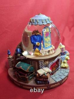 Vintage Disney Beauty And The Beast Enchanted Love 8 Snow Globe Music Lights Up