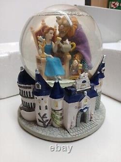 Vintage Disney Beauty And The Beast Musical Snow Globe With Box & Paperwork
