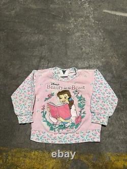 Vintage Disney Beauty & The Beast Sweatshirt Toddler Kids 4T Pink Floral SSI