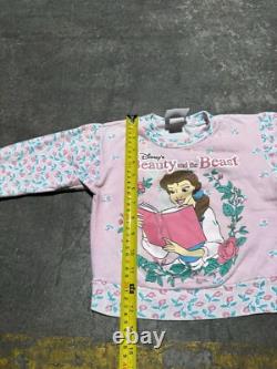 Vintage Disney Beauty & The Beast Sweatshirt Toddler Kids 4T Pink Floral SSI