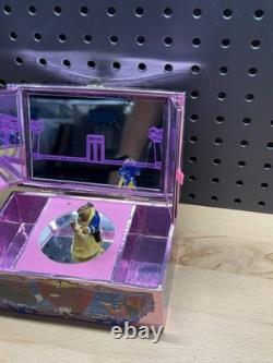 Vintage Disney Beauty and the Beast Musical Jewelry Box Pink Tin 1991 Dancing
