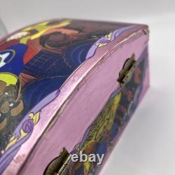 Vintage Disney Beauty and the Beast Musical Jewelry Box Pink Tin 1991 Dancing
