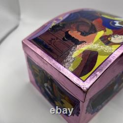 Vintage Disney Beauty and the Beast Musical Jewelry Box Pink Tin 1991 Dancing