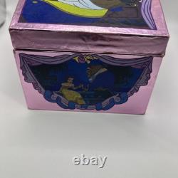 Vintage Disney Beauty and the Beast Musical Jewelry Box Pink Tin 1991 Dancing