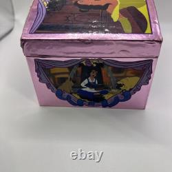 Vintage Disney Beauty and the Beast Musical Jewelry Box Pink Tin 1991 Dancing