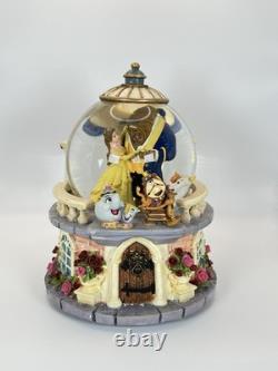 Vintage Disney Beauty and the Beast Musical Snow Globe Belle & Beast Dancing
