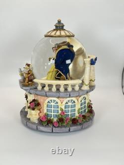 Vintage Disney Beauty and the Beast Musical Snow Globe Belle & Beast Dancing