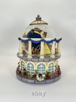 Vintage Disney Beauty and the Beast Musical Snow Globe Belle & Beast Dancing