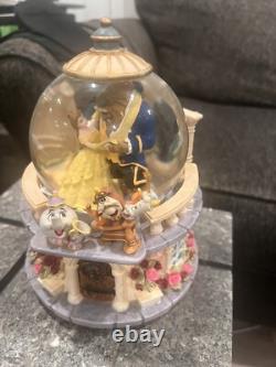 Vintage Disney Beauty and the Beast Snowglobe Musical Belle and Beast