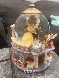 Vintage Disney Beauty and the Beast Snowglobe Musical Belle and Beast