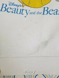 Vintage Disney Beauty and the Beast Sweatshirt Crewneck Mens XL White Movie 90s