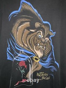Vintage Mens XL Disney Beauty & The Beast 90s Glass Rose Movie Promo T Shirt