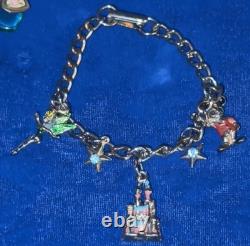 Vintage Signed Disney Jewelry Lot Mickey Pooh Charm Bracelet Beauty Beast