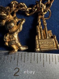 Vintage Signed Disney Jewelry Lot Mickey Pooh Charm Bracelet Beauty Beast