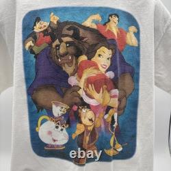 Vintage The Art of Disney Beauty and The Beast White Graphic T Shirt Sz. Large