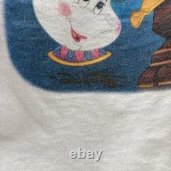 Vintage The Art of Disney Beauty and The Beast White Graphic T Shirt Sz. Large