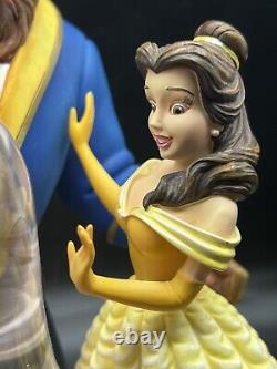 Vtg Disney Beauty & The Beast Enchanted Rose Musical Snow Globe Figurine 9.5