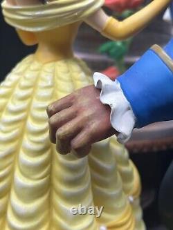 Vtg Disney Beauty & The Beast Enchanted Rose Musical Snow Globe Figurine 9.5