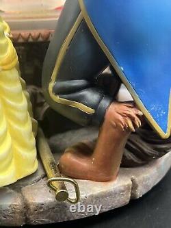 Vtg Disney Beauty & The Beast Enchanted Rose Musical Snow Globe Figurine 9.5