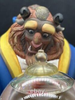 Vtg Disney Beauty & The Beast Enchanted Rose Musical Snow Globe Figurine 9.5